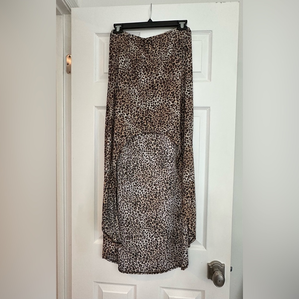 Leopard Print Women's High Low Skirt